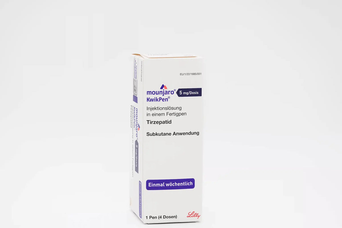 Verpackung der Mounjaro-Abnehmspritze (5 mg Tirzepatid)