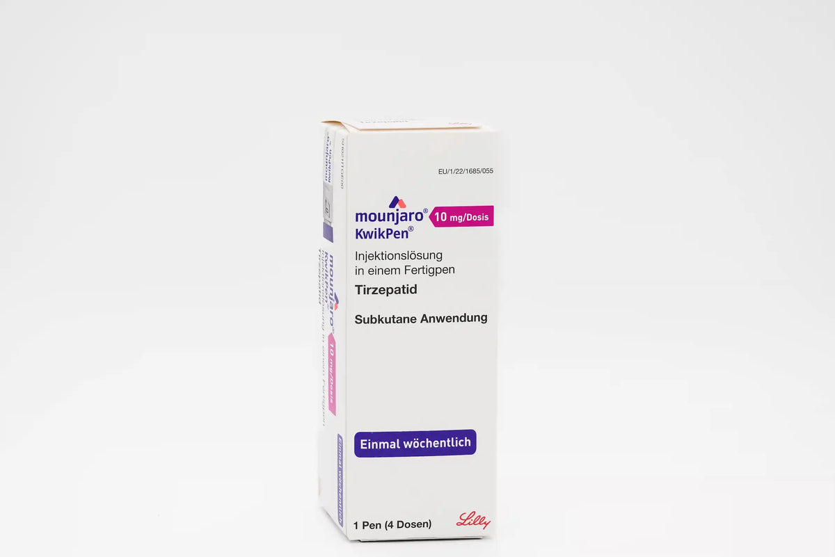 Verpackung der Mounjaro-Abnehmspritze (10 mg Tirzepatid)